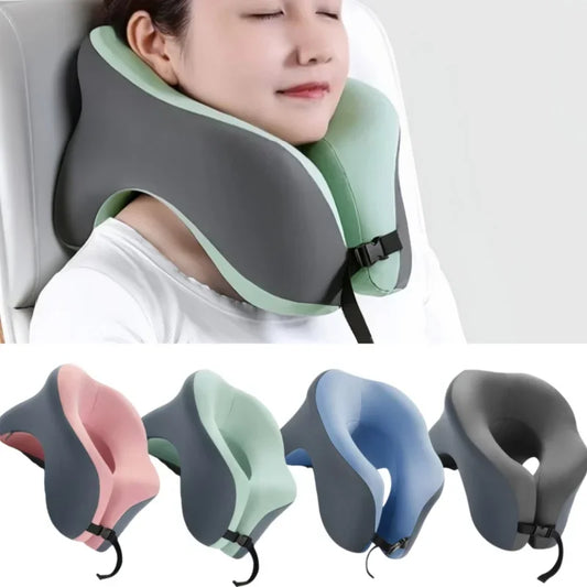 U-Shaped Memory Foam Travel Pillow – Adjustable Neck Support For Flights & Naps