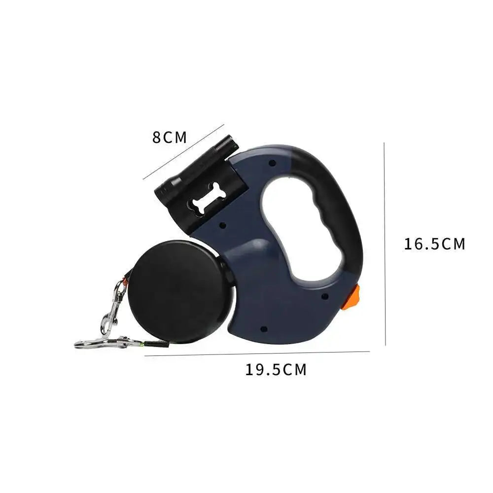 3m Double Retractable Dog Leash with LED Light – Dual Dog Walking Lead with Waste Bag Holder