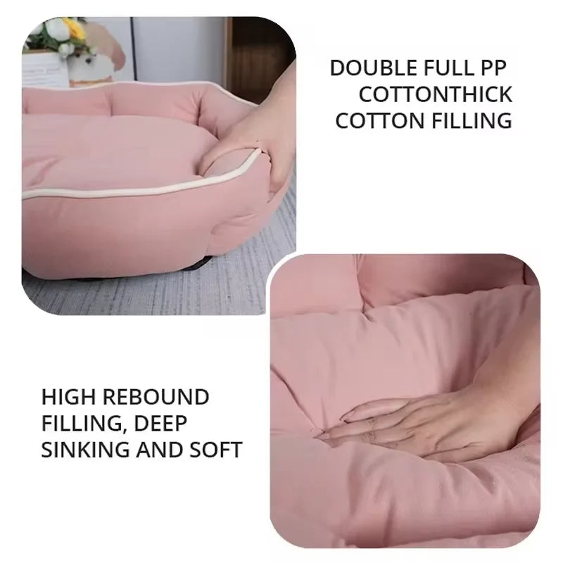 Large Corduroy Dog Sofa Bed – Warm Washable Cushion For Dogs & Cats