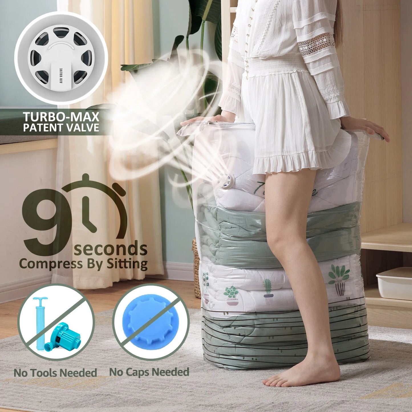 TAILI Cubic Vacuum Storage Bags – Reusable Space Saver Bags for Clothes, Comforters & Travel (No Pump Needed)