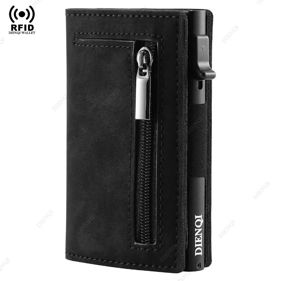 Slim RFID-Blocking Card Holder Wallet – Compact Black Wallet for Cards and Cash