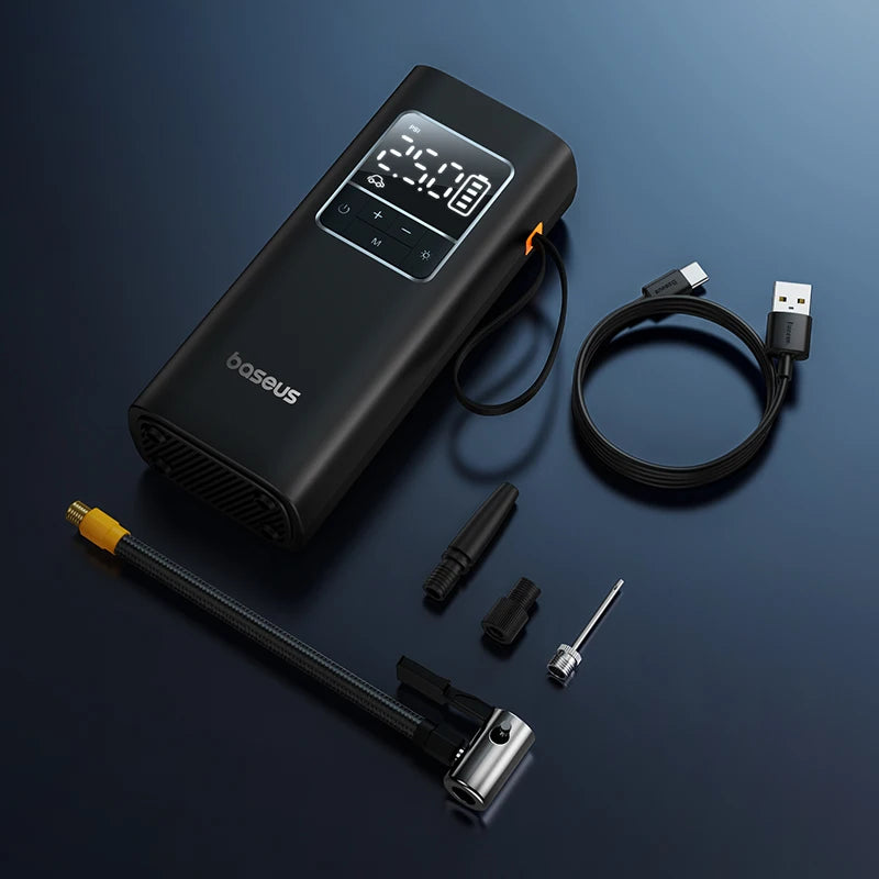 Baseus Cordless Tire Inflator – Digital LCD Air Compressor for Cars, Motorcycles, Bikes and Balls