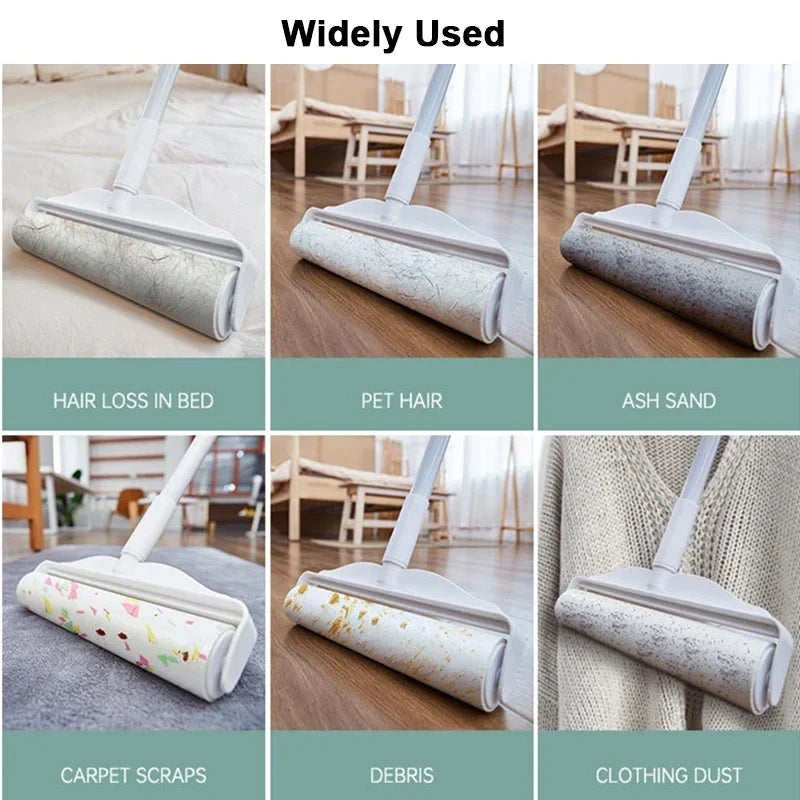 Long Handle Lint Roller for Pet Hair – Large Tear-Off Adhesive Cleaner for Sofa, Carpet & Upholstery