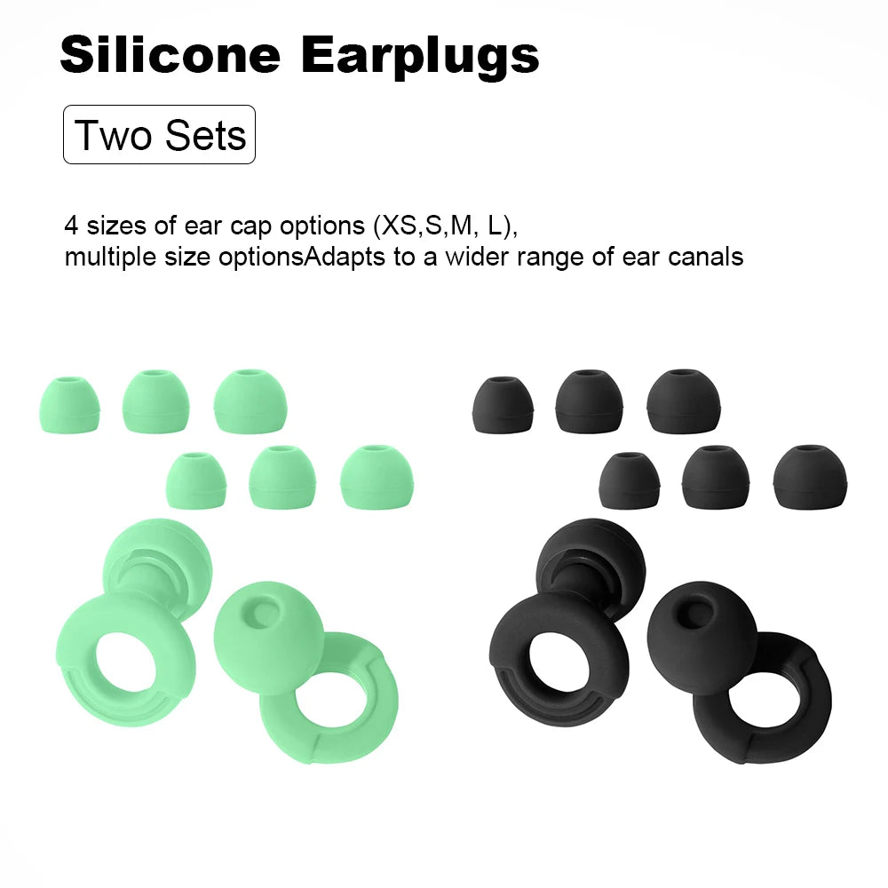 Reusable Silicone Noise-Reducing Earplugs – 4 Sizes for Sleep, Swimming and Travel