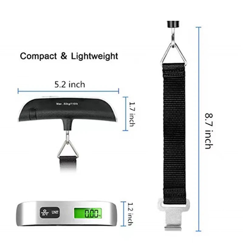 ZUIDID Digital Luggage Scale 50kg/110lb – Portable LCD Hanging Travel Weight Tool