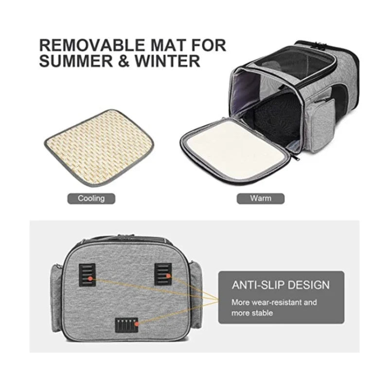 Expandable Breathable Pet Carrier Backpack – Foldable Travel Bag for Cats & Small Dogs
