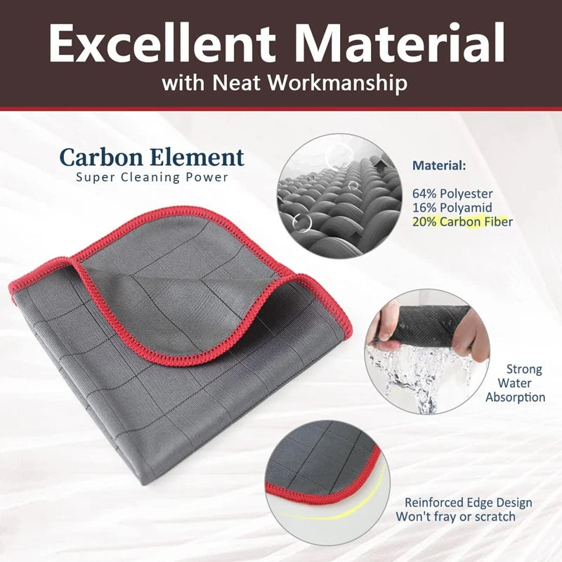3-Pack Carbon Microfiber Cleaning Cloths – 40×50cm Low-Lint Glass & Kitchen Towels