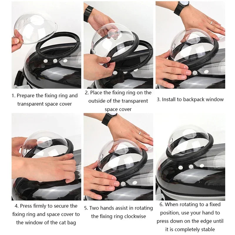 Transparent Space Capsule Pet Backpack – Breathable Cat & Dog Carrier with PVC Window