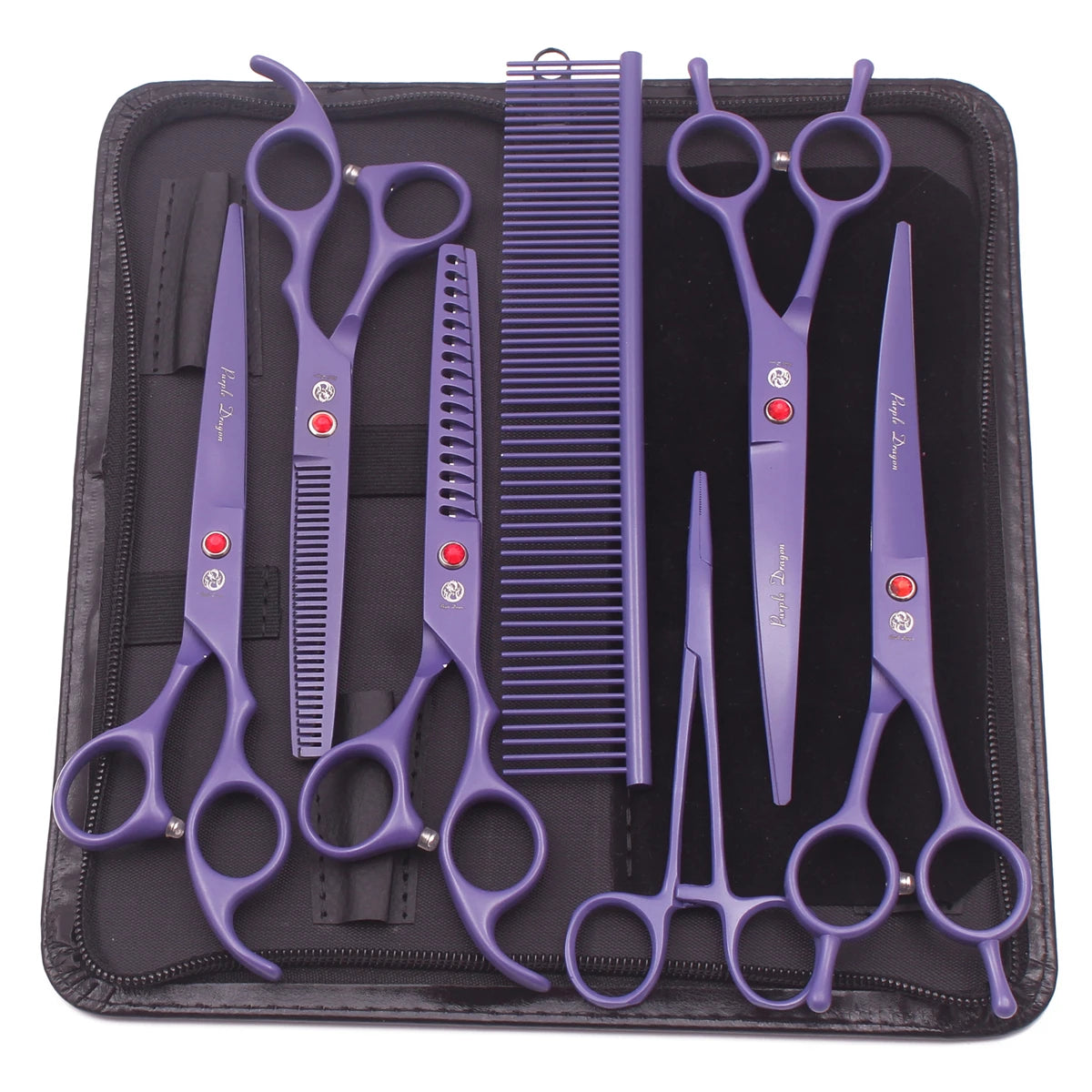 Purple Dragon Professional Dog Grooming Scissors Kit – 6.5” & 7” Japan 440C Stainless Steel Shears Set (Z3002)