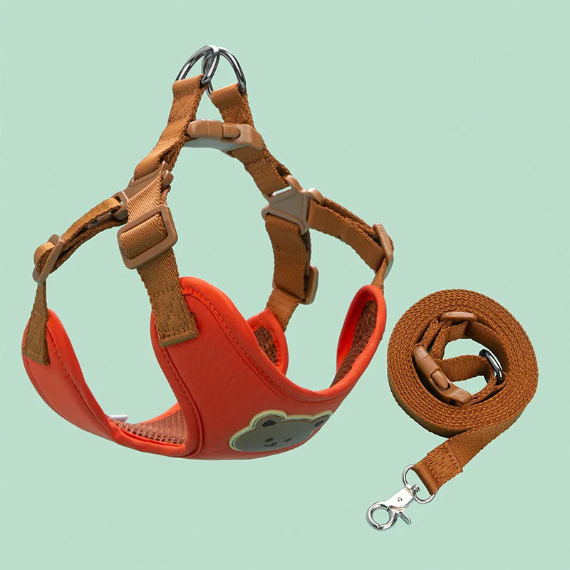 Breathable Dog Harness & Leash Set – Adjustable Puppy Vest for Small & Medium Dogs & Cats