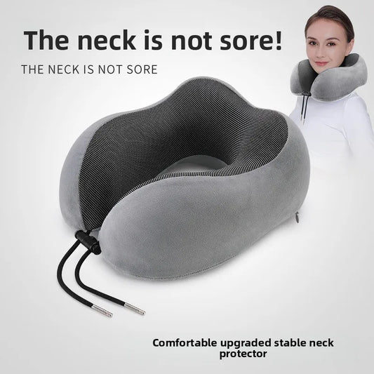 Soft U-Shaped Memory Foam Neck Pillow For Airplane Travel & Seated Rest