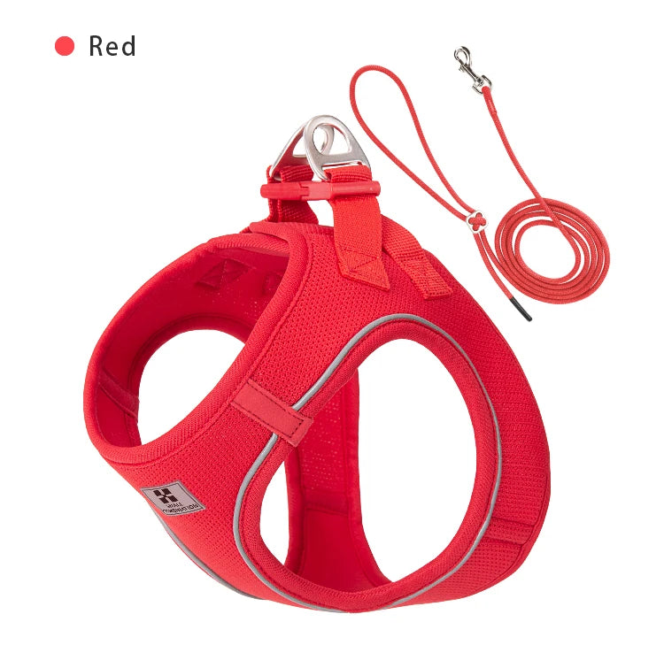 Reflective Dog Harness & Leash Set – Adjustable Step-In Vest for Small & Medium Dogs