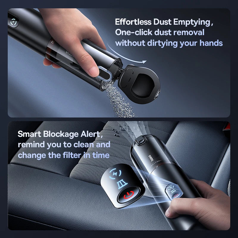 Baseus A5 Air Cordless Car Vacuum – 12kPa Suction & Vacuum Compression