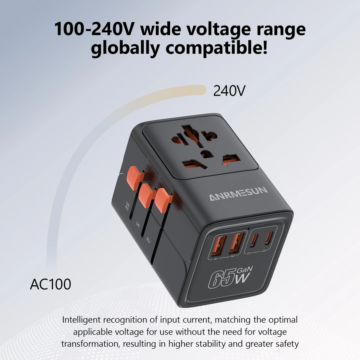 Universal International Travel Adapter – 1 AC Outlet, 2 USB-C & 2 USB-A Charging Ports - Goodify Mart