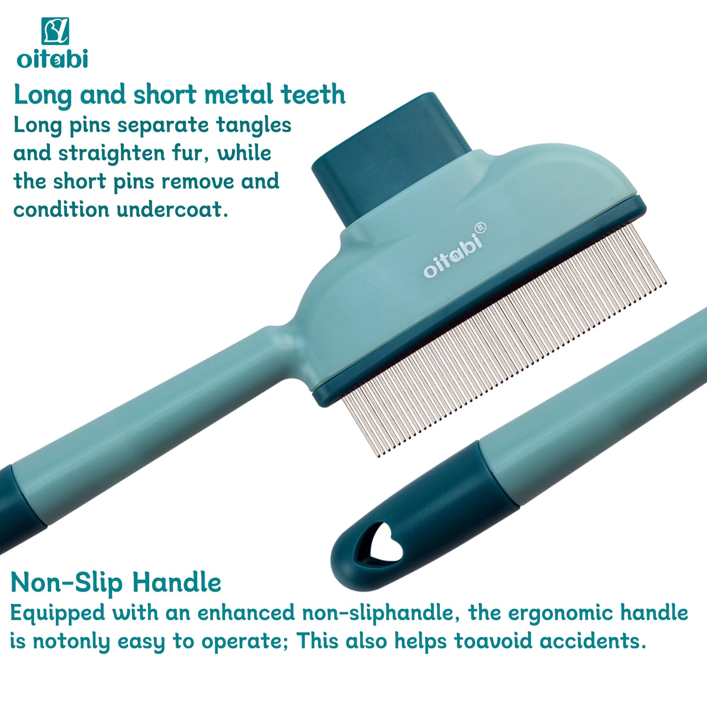 Pet Flea Comb for Dogs & Cats – Stainless Steel 57 Teeth Deshedding Grooming Brush with Self-Cleaning Button