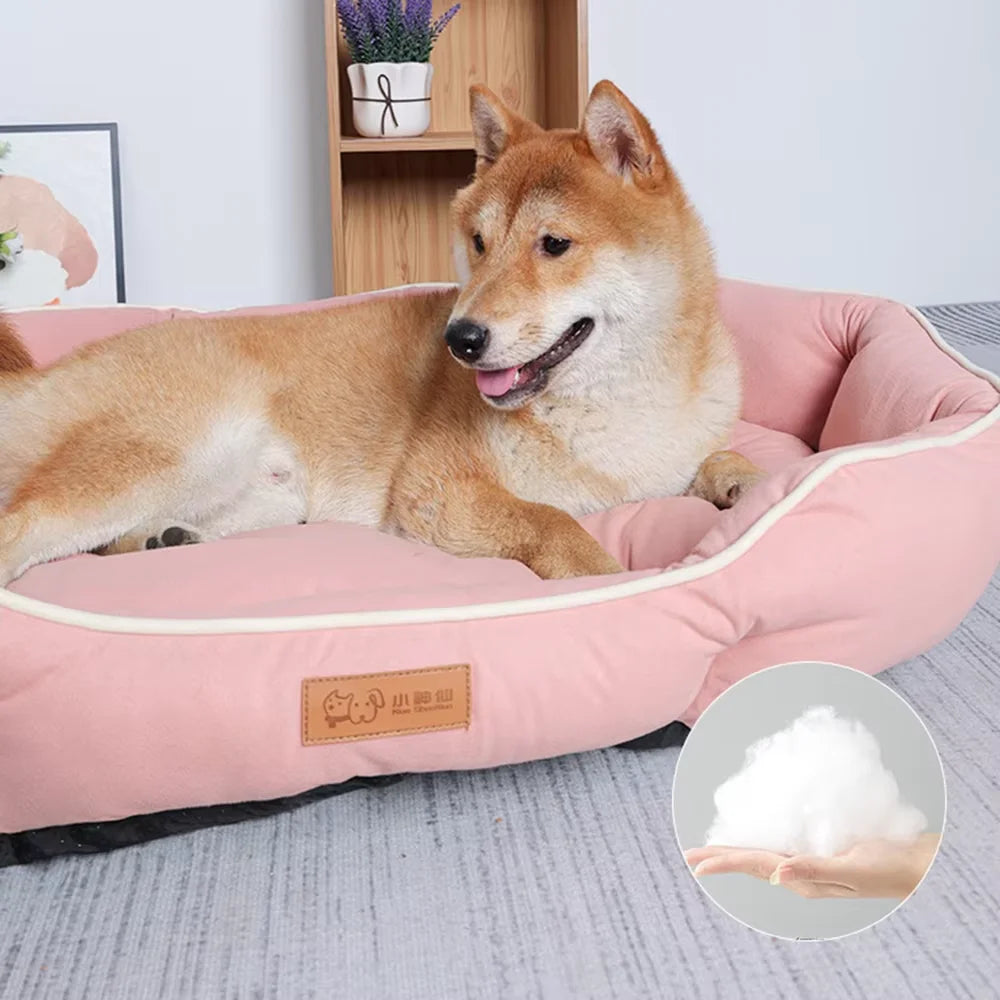 Large Corduroy Dog Sofa Bed – Warm Washable Cushion For Dogs & Cats