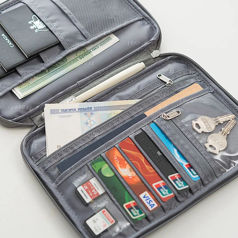 Family Passport Wallet & Travel Document Organizer – Multi-Pocket Card and Ticket Case