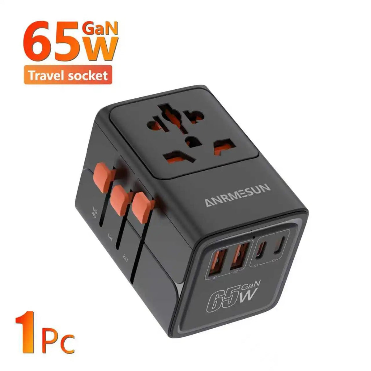Universal International Travel Adapter – 1 AC Outlet, 2 USB-C & 2 USB-A Charging Ports - Goodify Mart