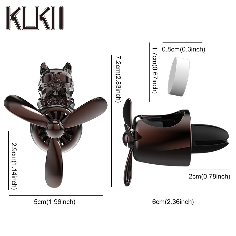 Pilot Bulldog Car Air Freshener – Rotating Airplane Vent Clip Ornament With Fragrance