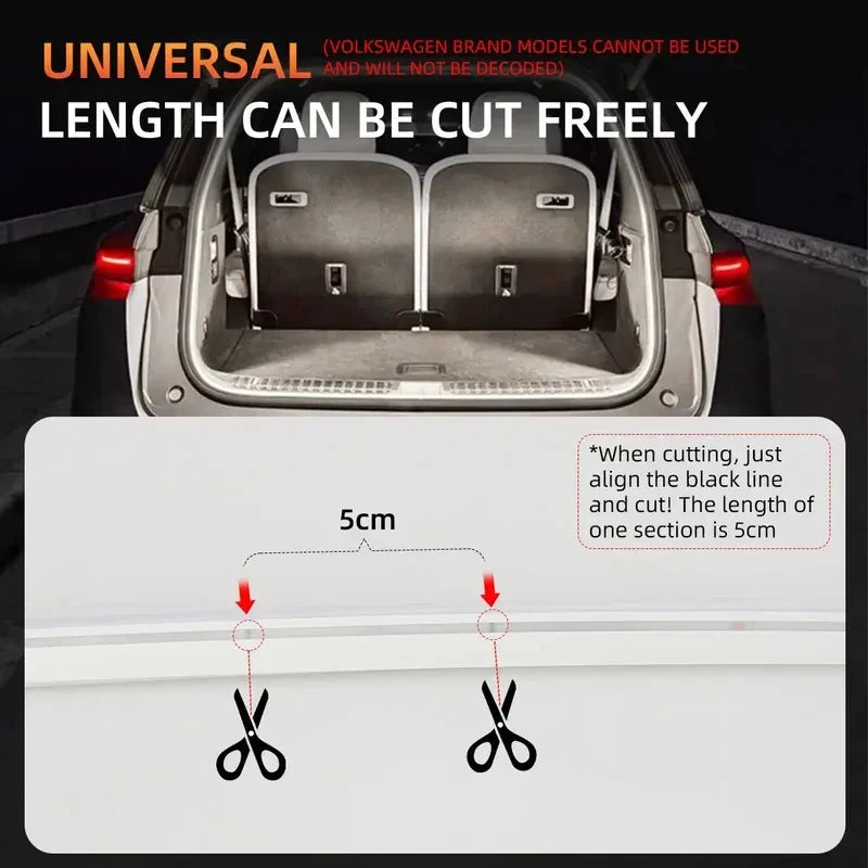 12V Cut-to-Length LED Trunk Light Strip – IP65 Cargo Area Lighting in White or Warm White, 2m/4m