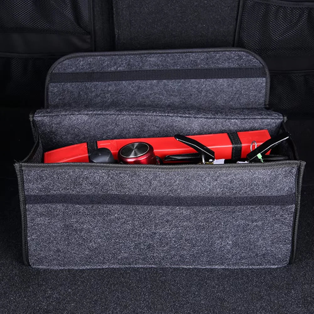 Large Felt Car Trunk Organizer – Anti-Slip Boot Storage Box with Compartments (50x24x15cm)