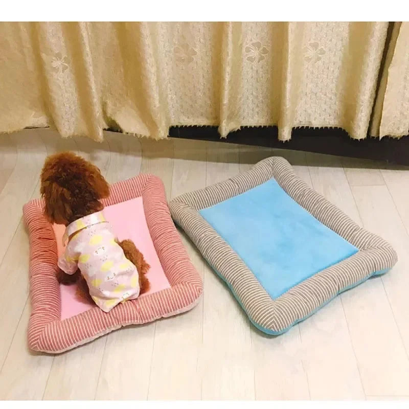 Breathable Summer Cooling Mat For Dogs & Cats – Washable Cotton Pet Bed