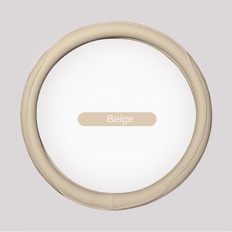 Embossed PU Leather Steering Wheel Cover – Non-Slip Breathable Universal 15 Inch (38cm) O & D Shape