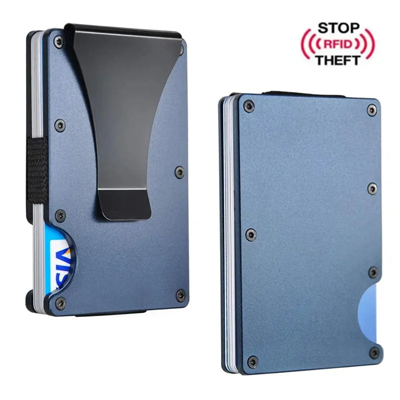 RFID-Blocking Aluminum Card Holder Wallet With Money Clip – Slim Metal Credit Card Case