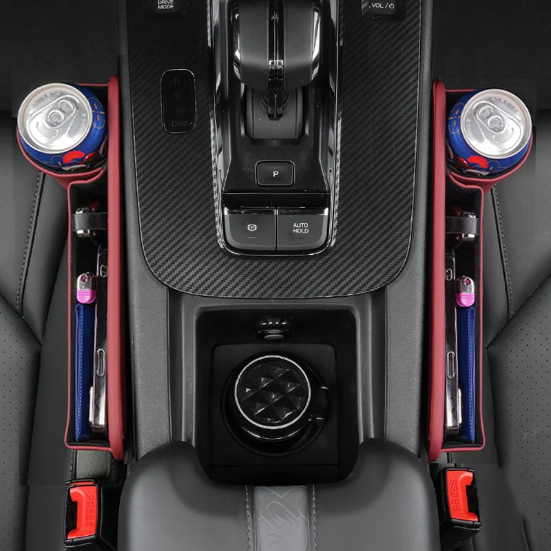 PU Leather Car Seat Gap Organizer With Phone, Cup And Key Storage – 1/2 Pieces