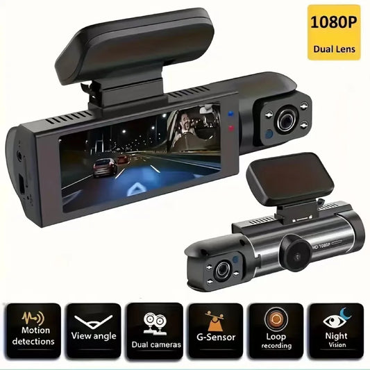 Focabo Dual Dash Cam 1080p – Front & Rear Car Camera With Night Vision and Loop Recording