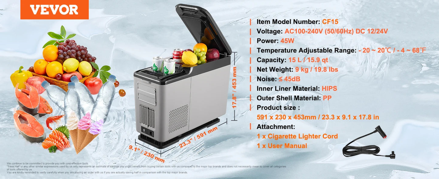 Portable Car Refrigerator Freezer – 8L–75L Single & Dual-Zone Compressor Cooler With Bluetooth