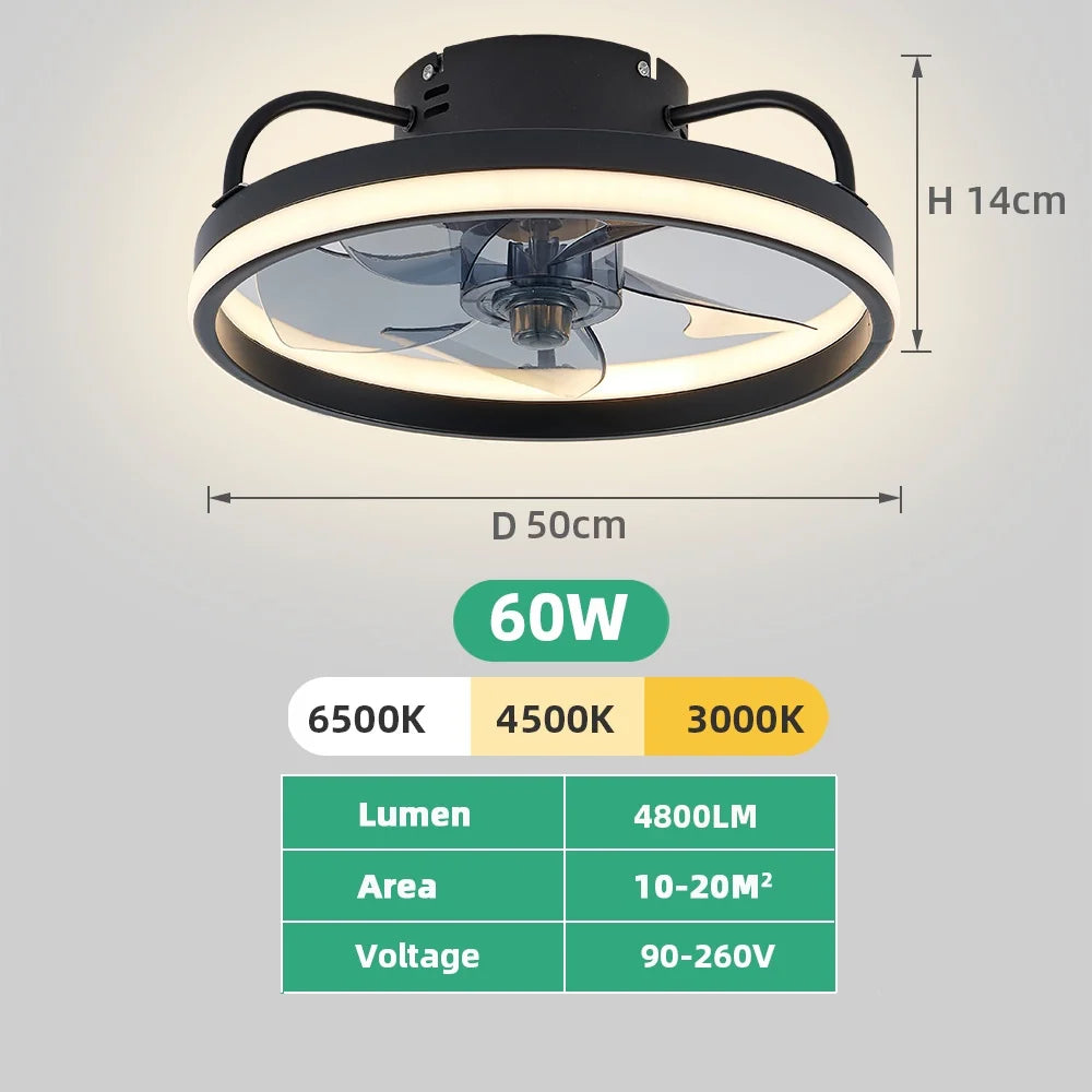 Modern Reversible Ceiling Fan With Dimmable LED Light & Remote Control