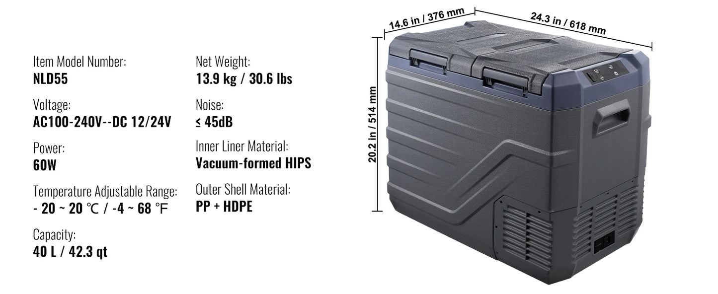 Portable Car Refrigerator Freezer – 8L–75L Single & Dual-Zone Compressor Cooler With Bluetooth