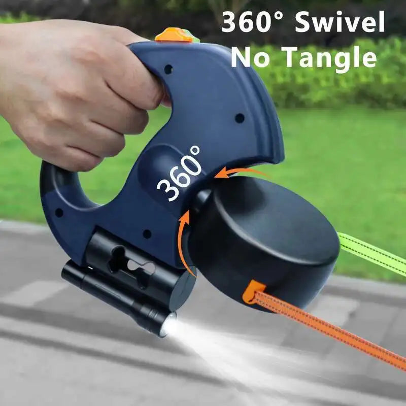 3m Double Retractable Dog Leash with LED Light – Dual Dog Walking Lead with Waste Bag Holder