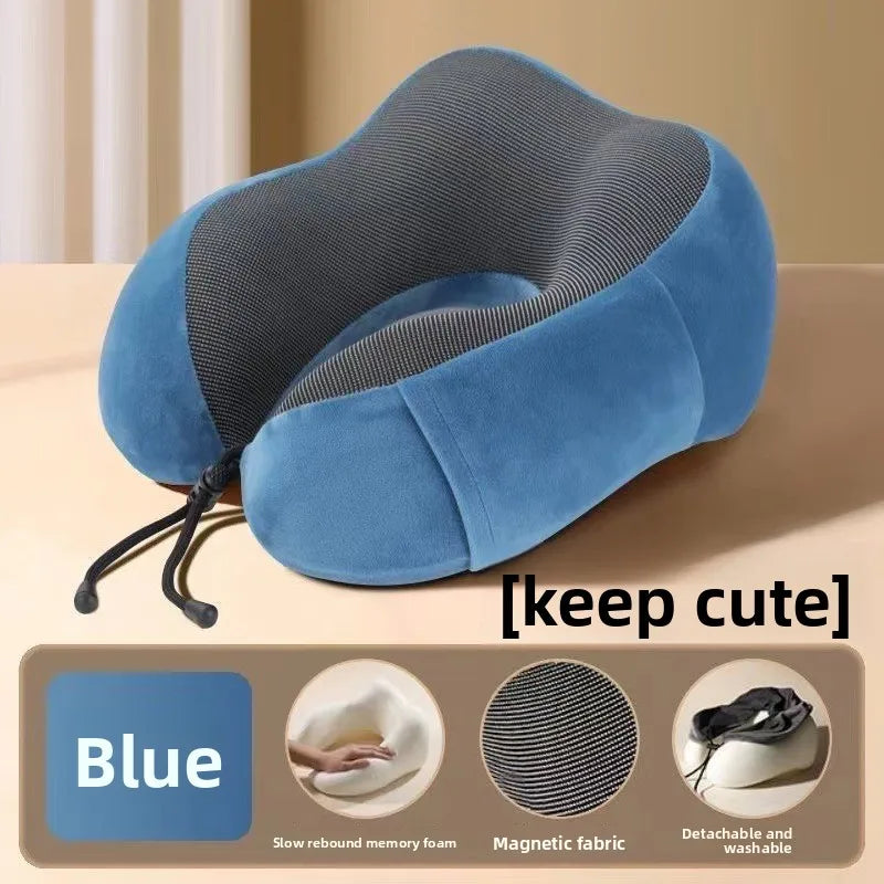 Soft U-Shaped Memory Foam Neck Pillow For Airplane Travel & Seated Rest