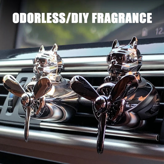 Pilot Bulldog Car Air Freshener – Rotating Airplane Vent Clip Ornament With Fragrance