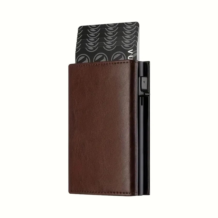 Pop-Up Card Holder Wallet With Zipper Coin Pocket – Slim RFID-Blocking Wallet