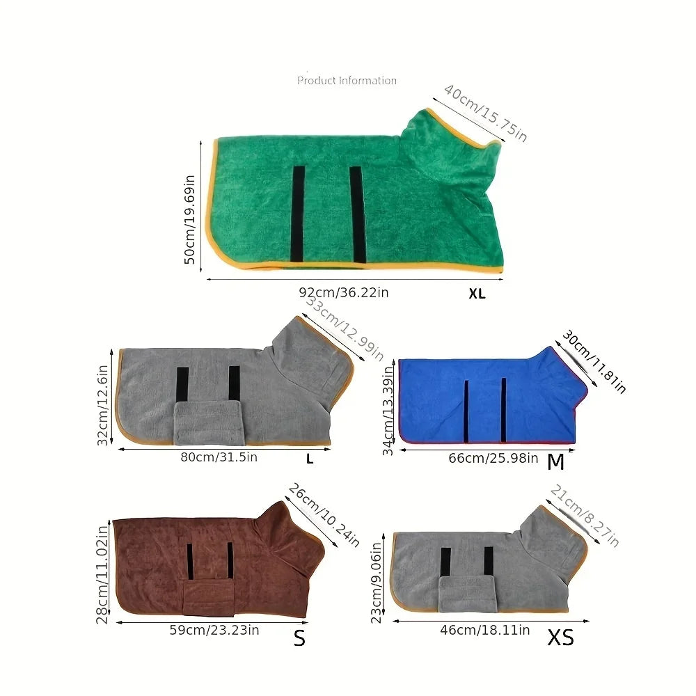 Absorbent Dog Bathrobe – Quick Dry Microfiber Pet Towel Wrap for Small & Large Dogs