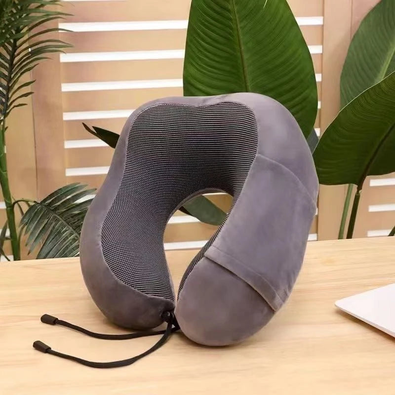 Soft U-Shaped Memory Foam Neck Pillow For Airplane Travel & Seated Rest