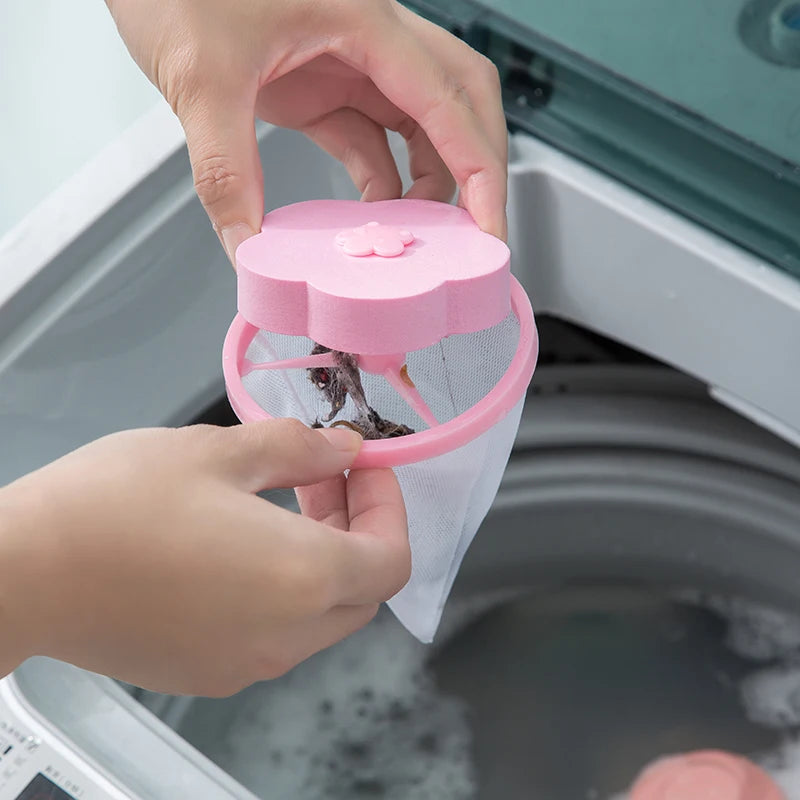 Plum Blossom Laundry Hair Catcher Ball – Floating Mesh Pet Fur & Lint Remover for Washing Machine
