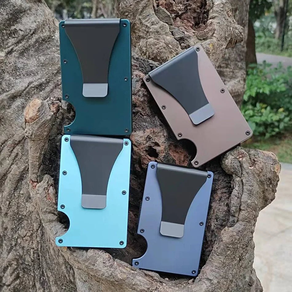 RFID-Blocking Aluminum Card Holder Wallet With Money Clip – Slim Metal Credit Card Case - Goodify Mart