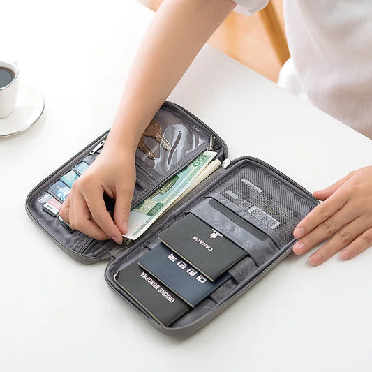 Family Passport Wallet & Travel Document Organizer – Multi-Pocket Card and Ticket Case