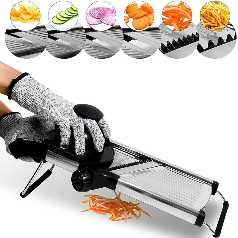LMETJMA Adjustable Stainless Steel Mandoline Slicer – Model JT213