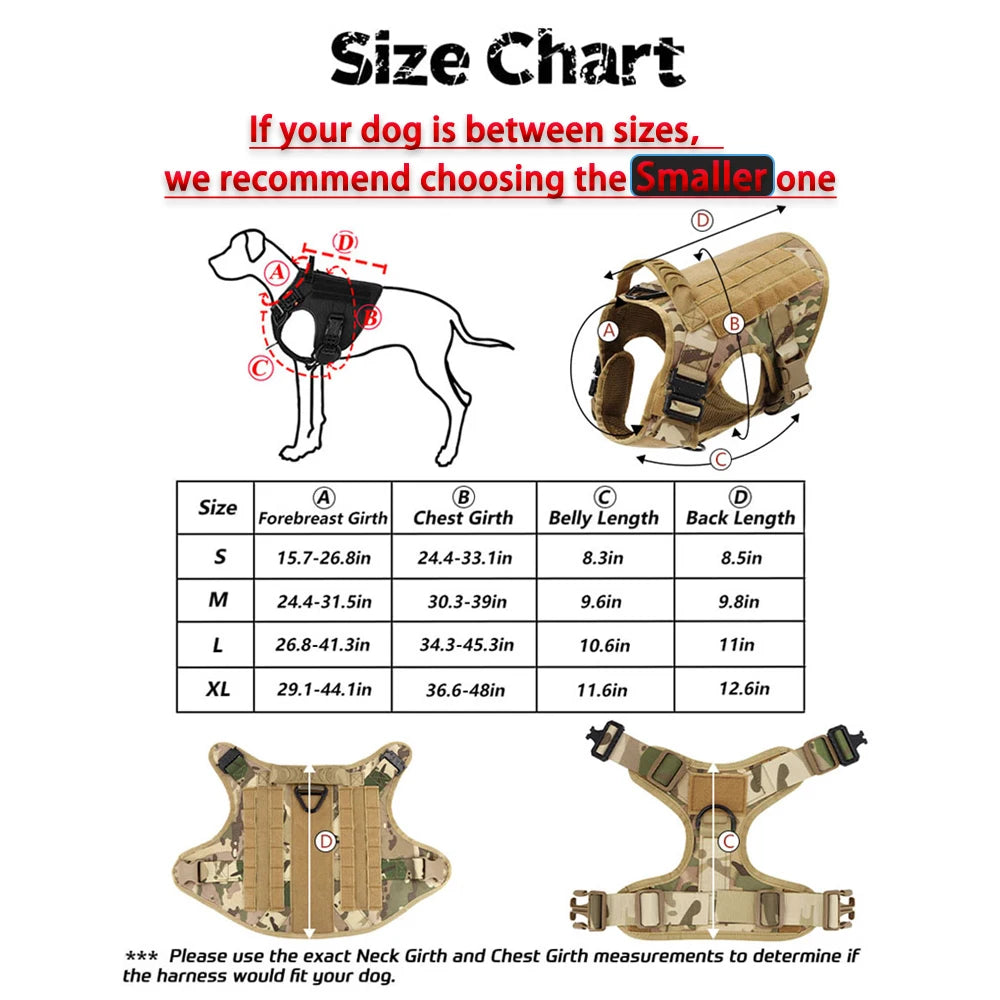 PETRAVEL Tactical Dog Harness Set – Military K9 Vest with Collar & Leash for Medium & Large Dogs
