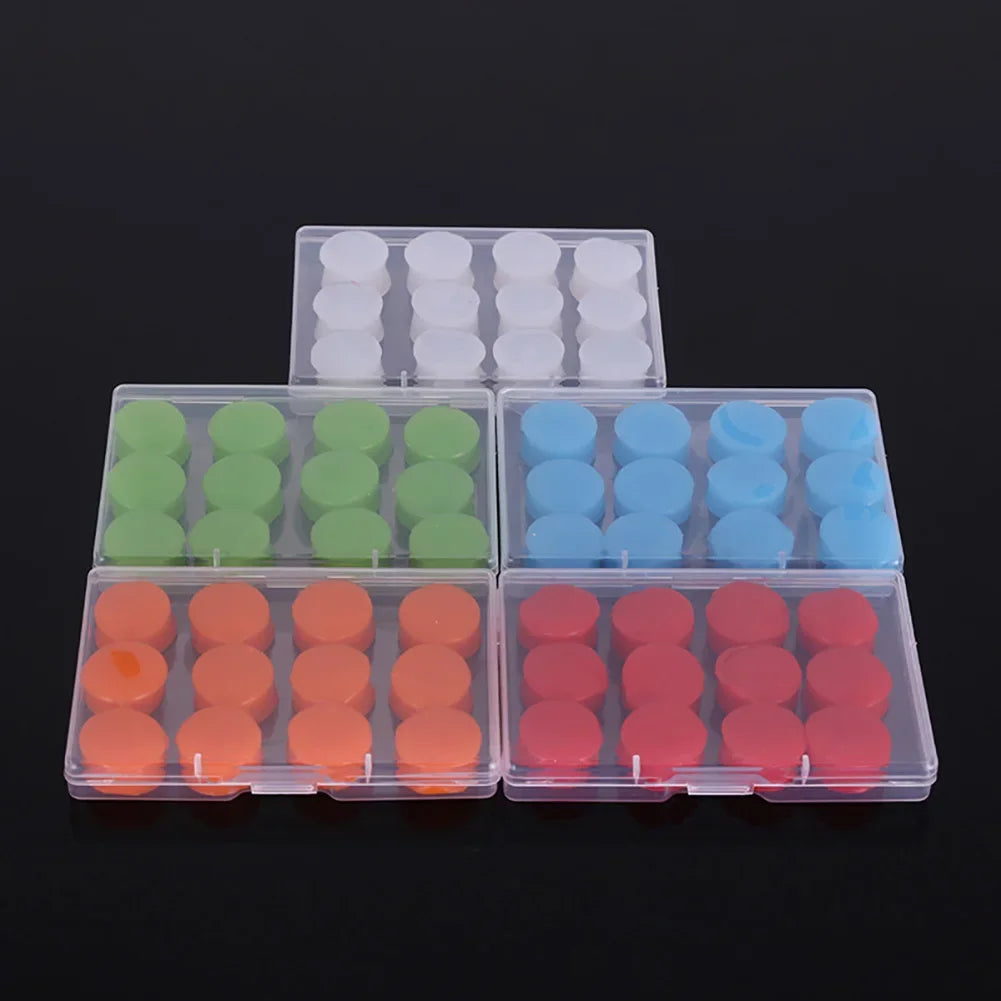 12-Piece Reusable Silicone Earplugs – Noise-Reducing Set for Sleep, Study and Swimming
