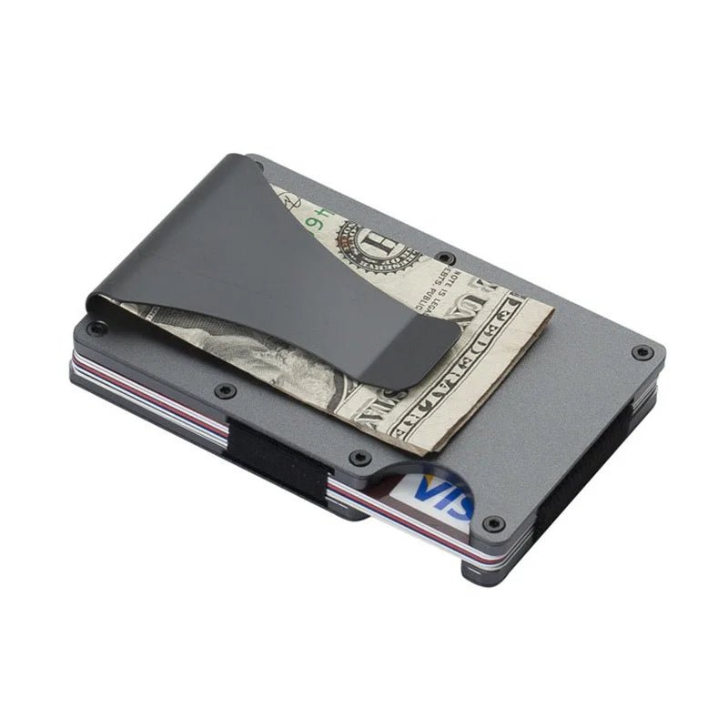 RFID-Blocking Aluminum Card Holder Wallet With Money Clip – Slim Metal Credit Card Case - Goodify Mart
