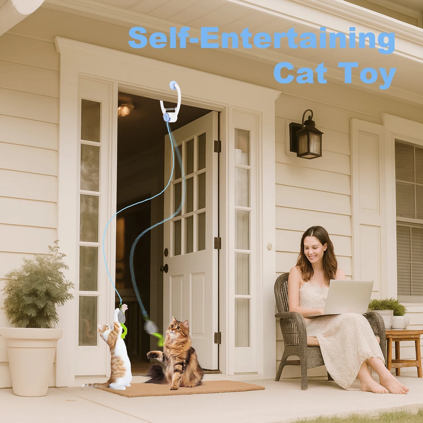 Rechargeable Door Hanging Cat Toy – Automatic Interactive Cat Teaser with Plush Mouse