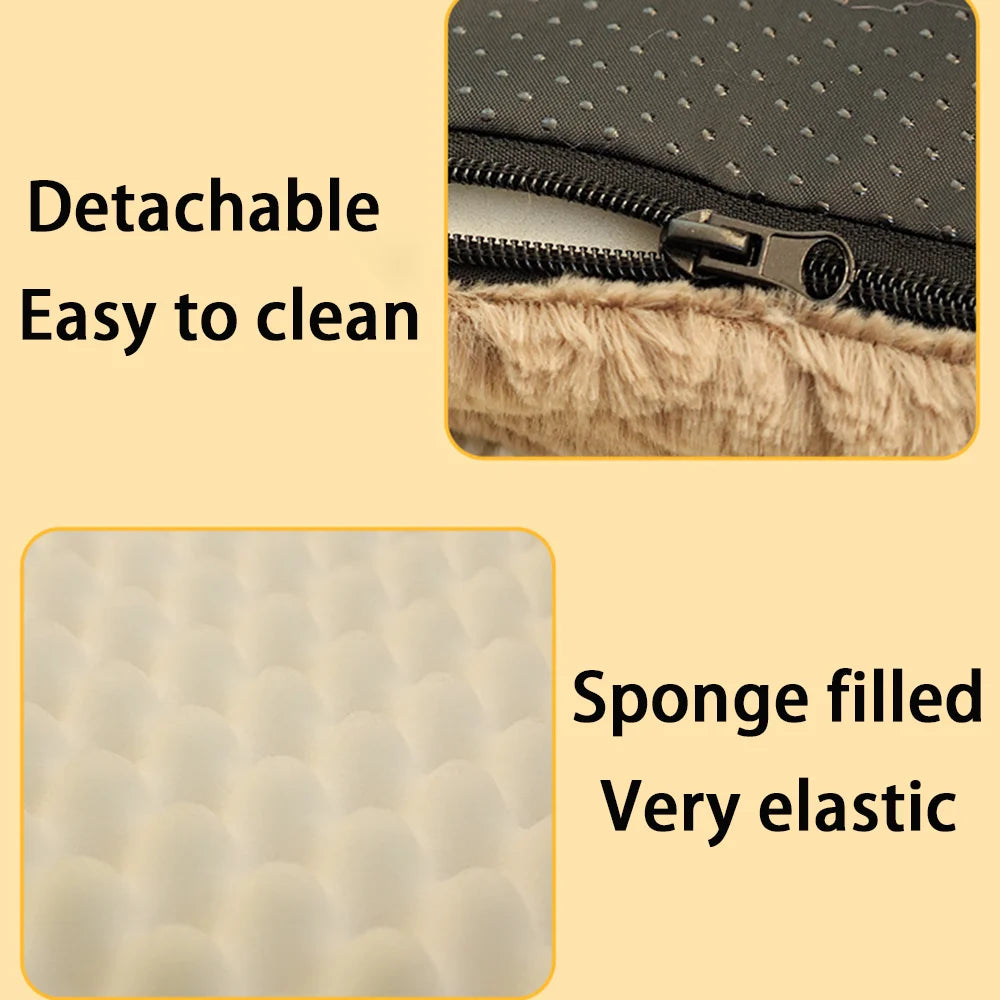 3D Foam Dog Bed With Washable Faux Fur Cover & Non-Slip Base
