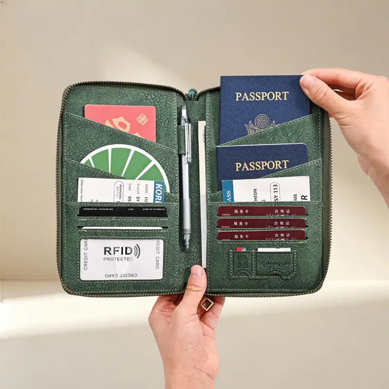 RFID-Blocking Multi-Passport Travel Wallet – Family Document, Ticket & Card Organizer