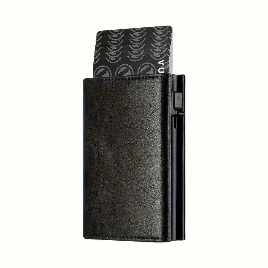 Pop-Up Card Holder Wallet With Zipper Coin Pocket – Slim RFID-Blocking Wallet